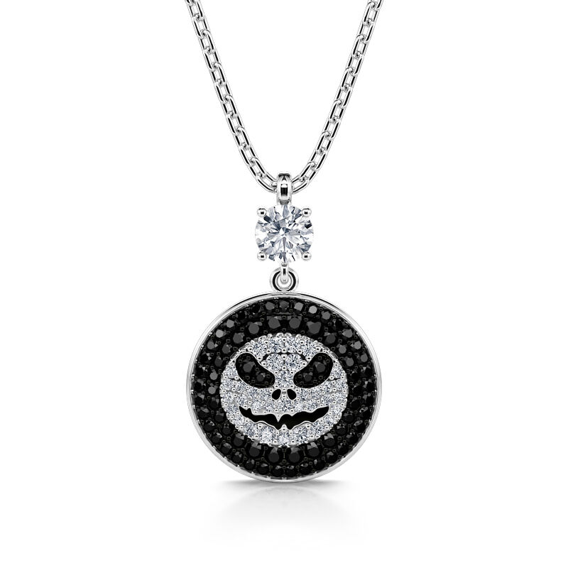 Jeulia "Pumpkin King" Skull Design Sterling Silver Necklace