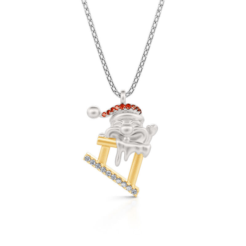 Jeulia "Santa Claus in Chimney" Sterling Silver Necklace