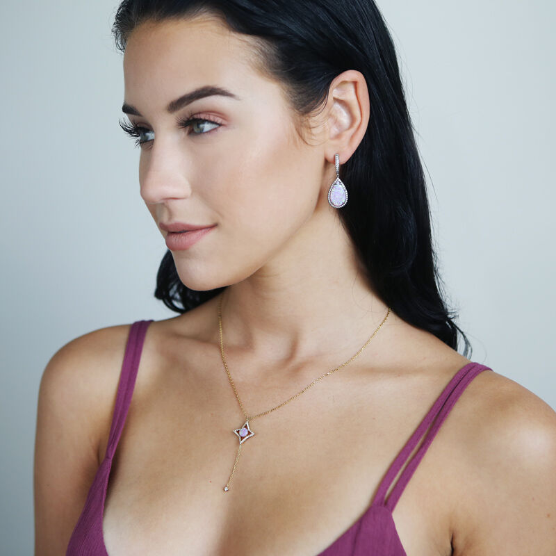 Jeulia Dreamlike Pink-Purple Opal Earrings