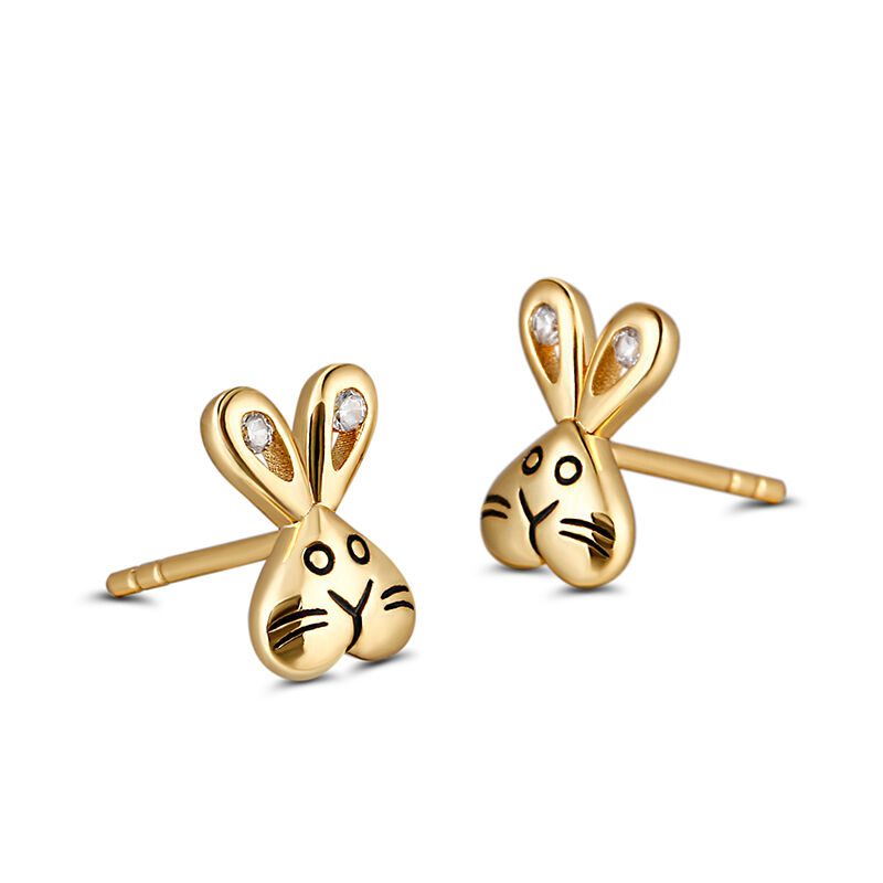 Jeulia "Adorable Bunny" Sterling Silver Children's Earrings