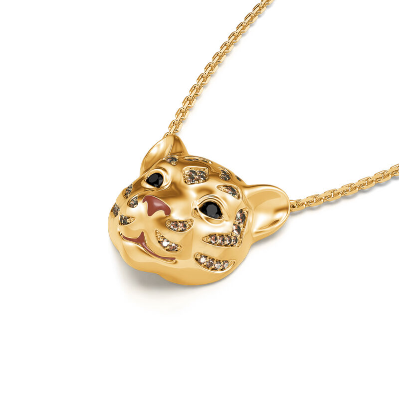 Jeulia "King of the Jungle" Tiger Sterling Silver Necklace
