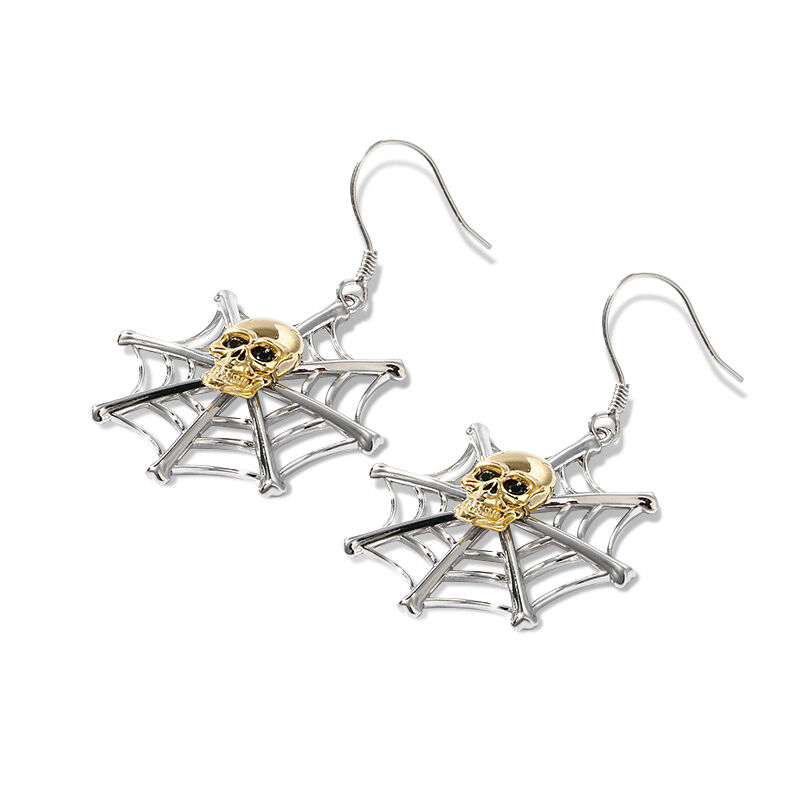 Jeulia "Spider Web" Skull Sterling Silver Earrings