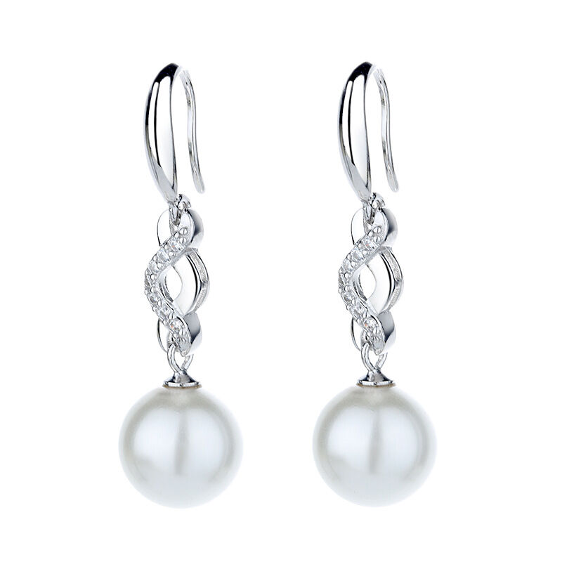 Jeulia Intertwined Design Pearl Sterling Silver Drop Earrings