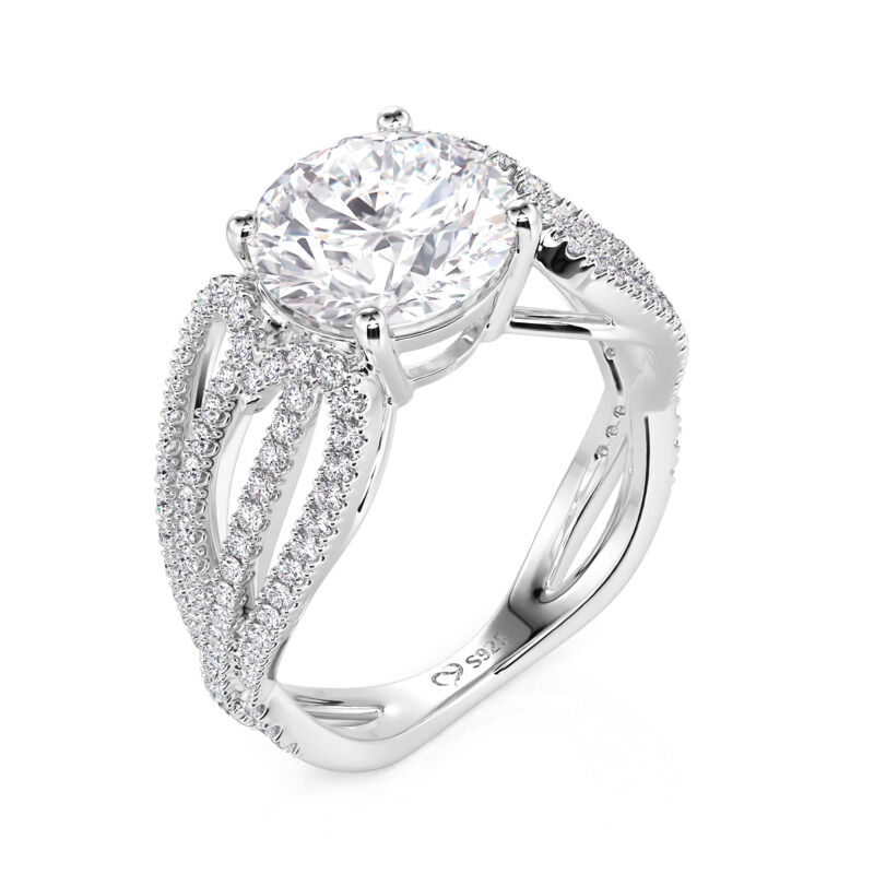Jeulia Intertwined Round Engagement Ring Sterling Silver