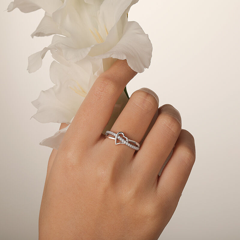 Jeulia Bague Cœur Croisée pour Femmes en Argent Sterling