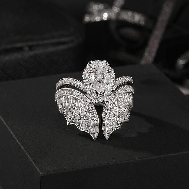 Jeulia Ensemble Unique de Bague de Fiançailles Cercueil de Chauve-souris en Argent Sterling