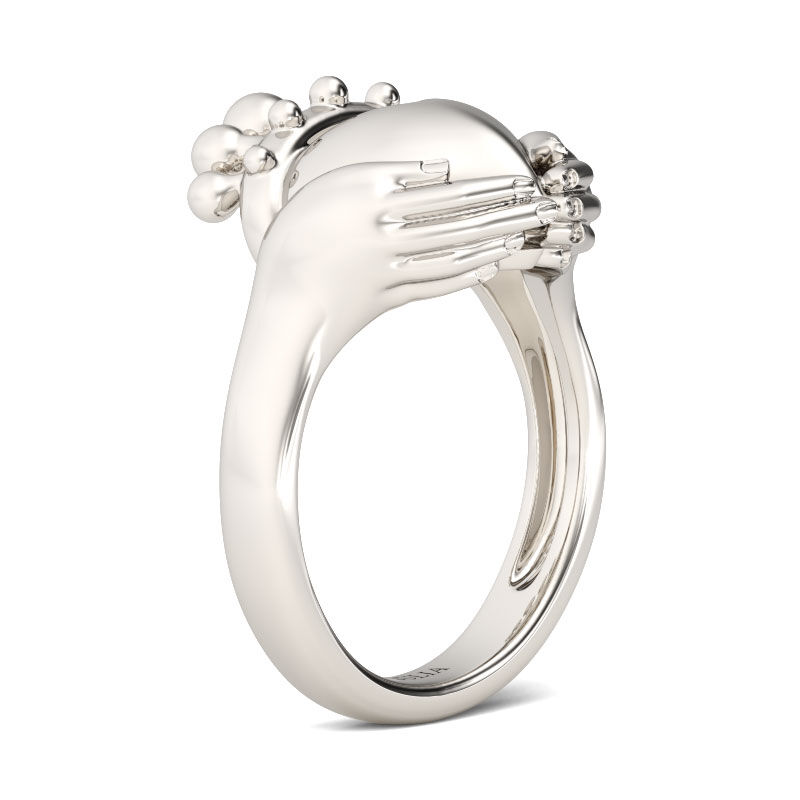 Jeulia polerad hjärtformad Claddagh -ring i sterling silver