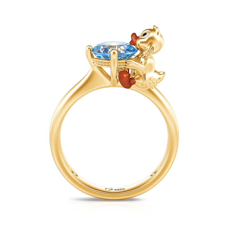 Jeulia Hug Me "Paddle Like A Duck" Round Cut Sterling Silver Ring