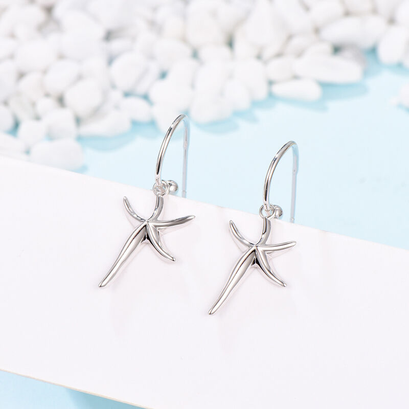 Jeulia Starfish Design Sterling Silver Drop Earrings