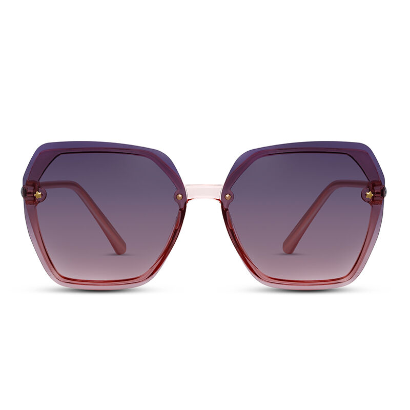 Jeulia "Shining Star" Hexagon Purple-Pink Gradient Women's Sunglasses