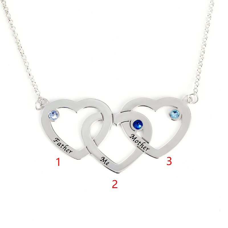 Jeulia Interlocking Heart Sterling Silver  Personalized Necklace