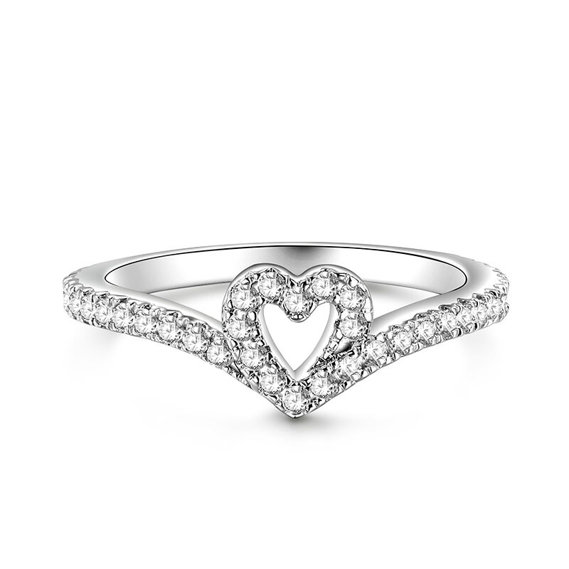 Jeulia "Connect Soul" Heart Promise Ring Silver Twist Design