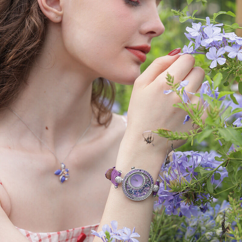 Jeulia Collar de plata de esmalte inspirado en hermoso iris para mujer elegante