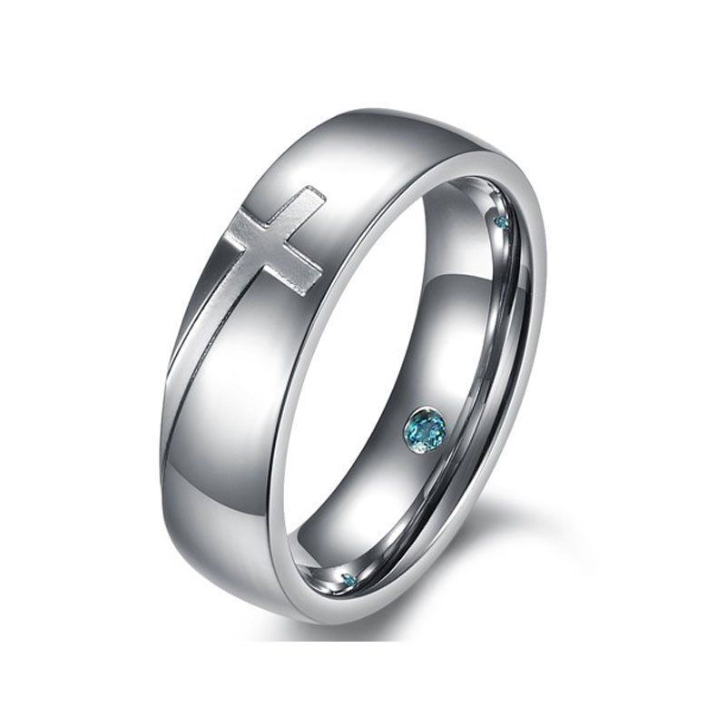 Jeulia Fancy Cross Titanium Steel Ring