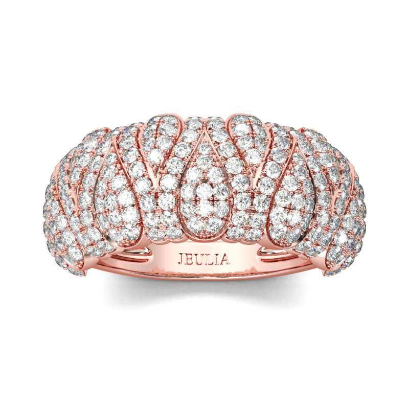 Jeulia Rose Gold Tone Round Cut Sterling Silver Women's Band