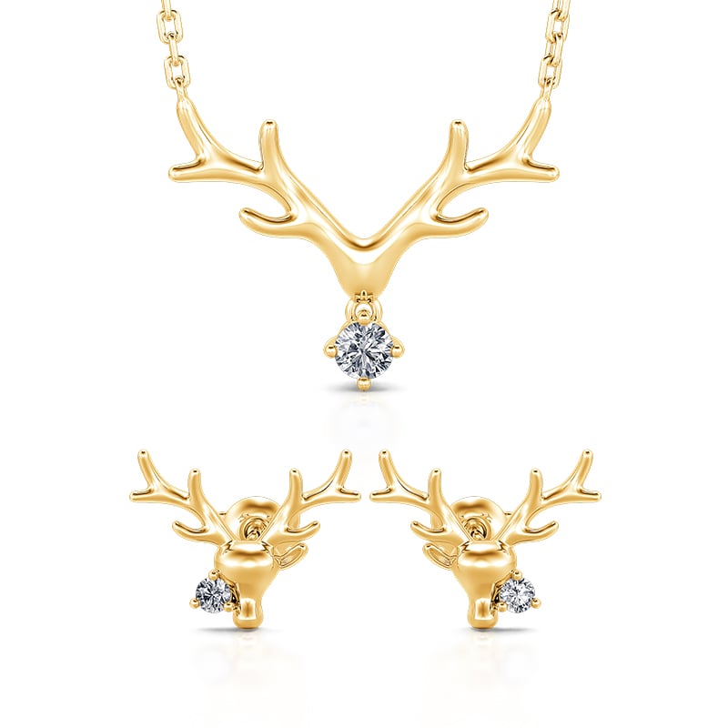 Jeulia "Serene Beauty" Elk Round Cut Sterling Silver Jewelry Set