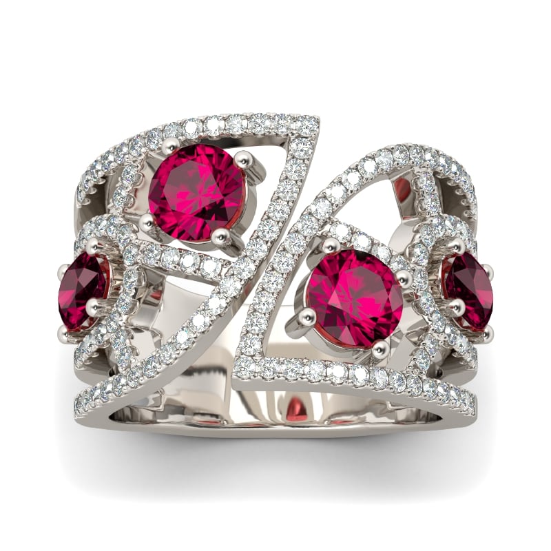 Jeulia Art Deco Sterling Silver Cocktail Ring