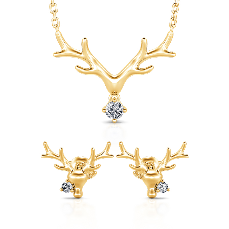 Jeulia "Serene Beauty" Elk Round Cut Sterling Silver Jewelry Set