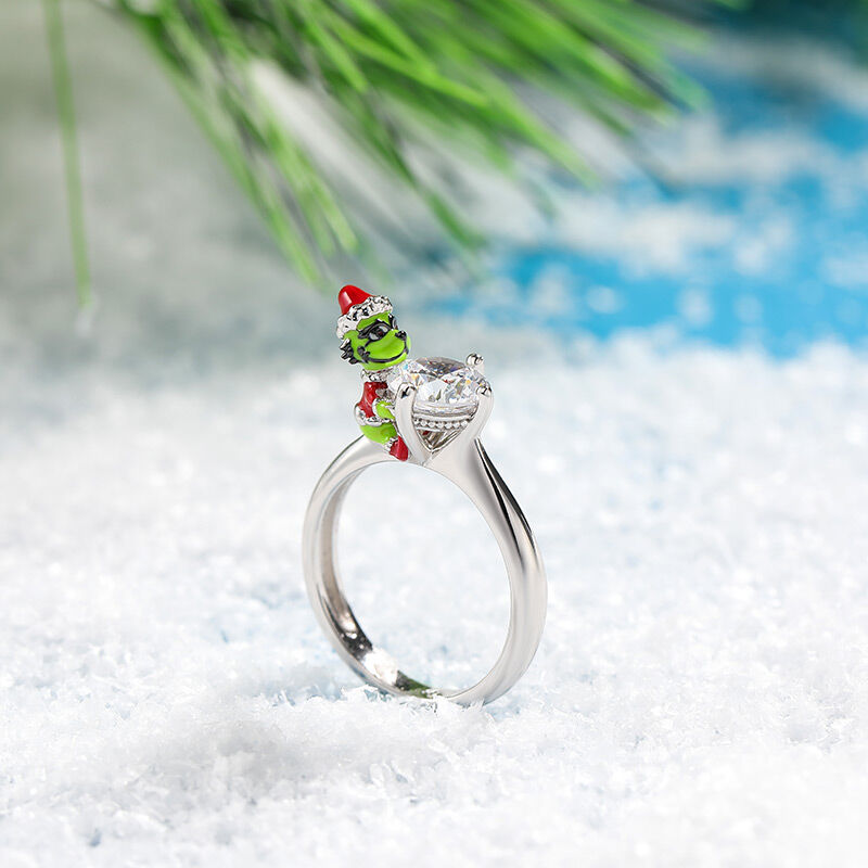 Jeulia Hug Me "Welcome Christmas" Round Cut Sterling Silver Ring
