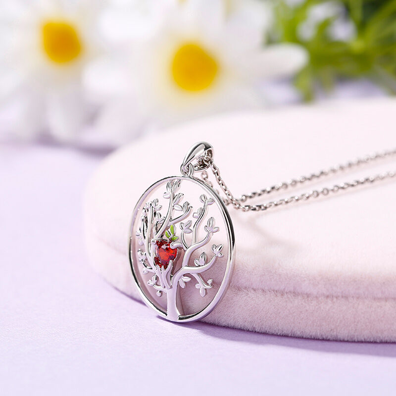 Jeulia "Tree of Life" Heart Cut Sterling Silver Necklace