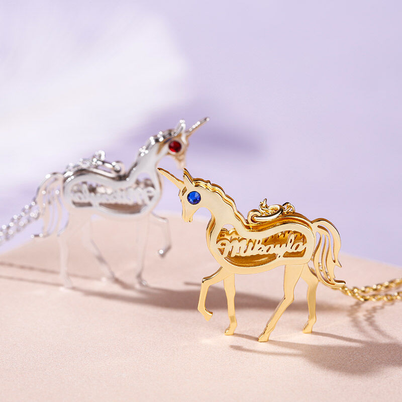 Jeulia Unicorn Personalized Sterling Silver Necklace