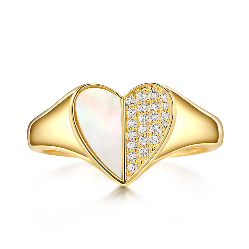 Jeulia Mother of Pearl Heart Design Sterling Silver Ring