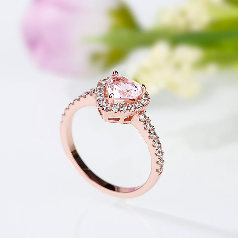 Jeulia Halo Heart Cut Sterling Silver Ring