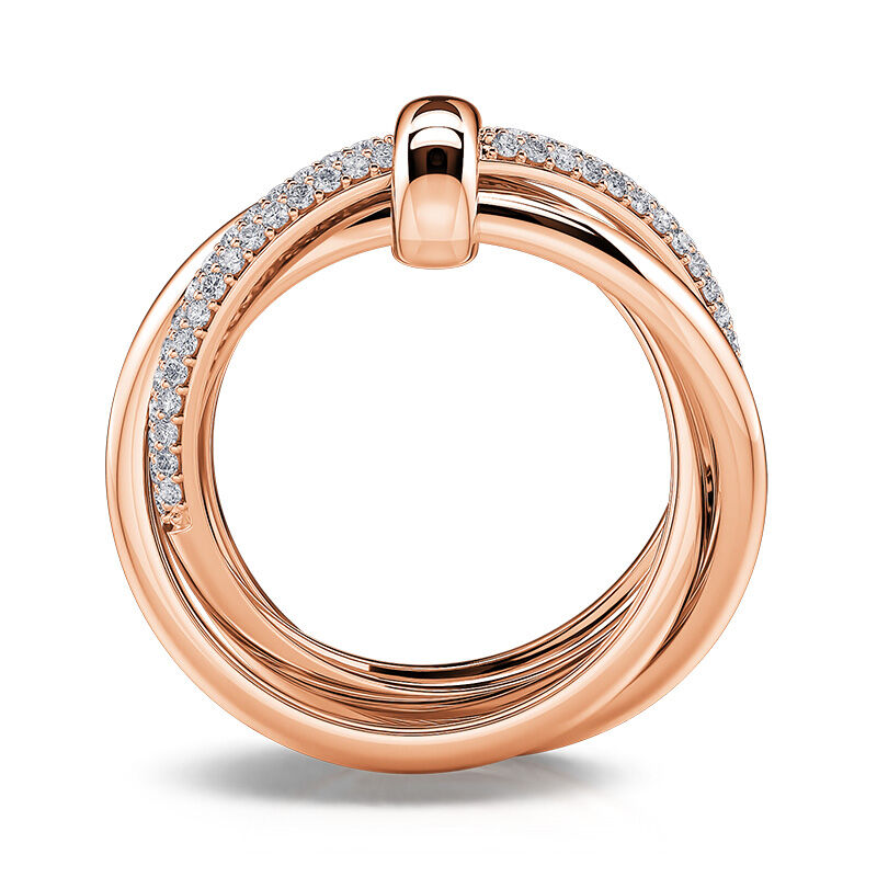 Jeulia Anillo de Plata de Ley con Triple Nudo Enlazado en Tono de Oro Rosa