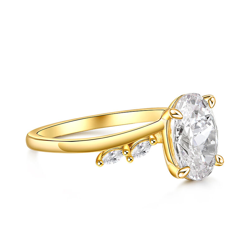 Jeulia Oval Cut Gold Tone Sterling Silver Engagement Ring