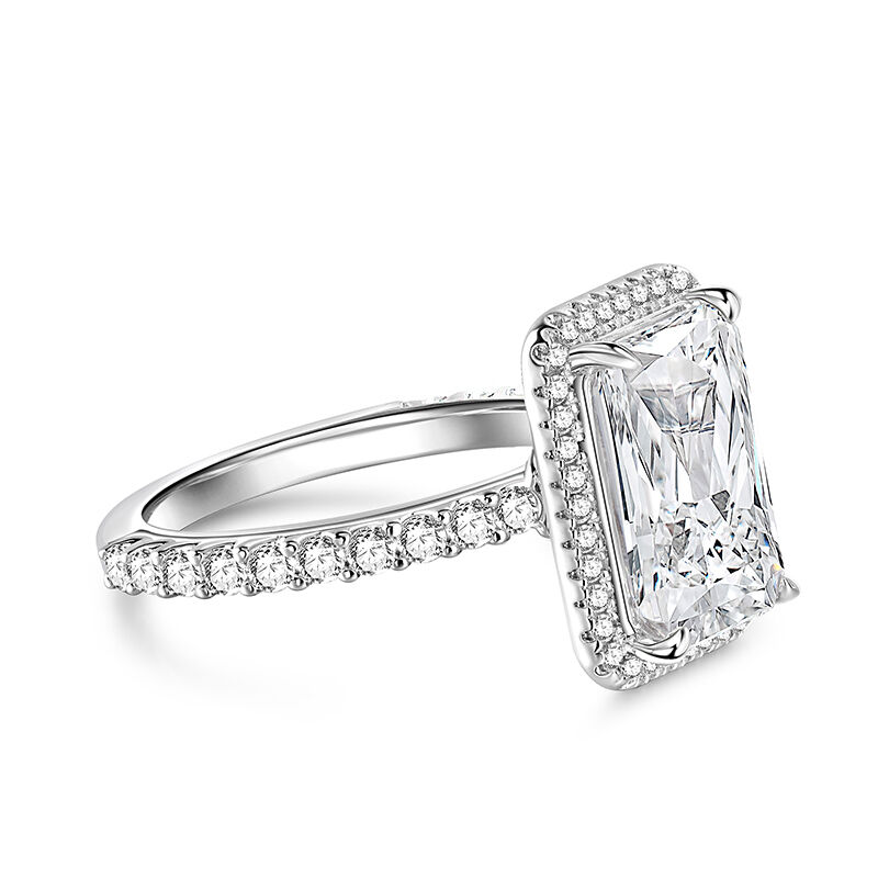 Jeulia Classic Radiant Cut Sterling Silver Engagement Ring