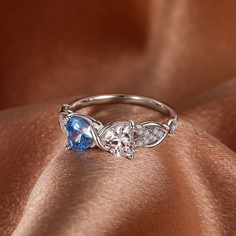 Jeulia Custom Double Heart Infinity Ring Sterling Silver