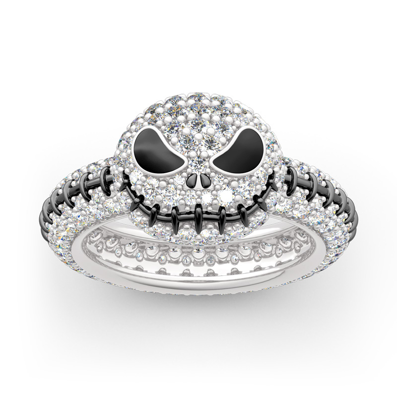 Jeulia "Pumpkin King" Cute Halloween Christmas Gift Sterling Silver Skull Ring