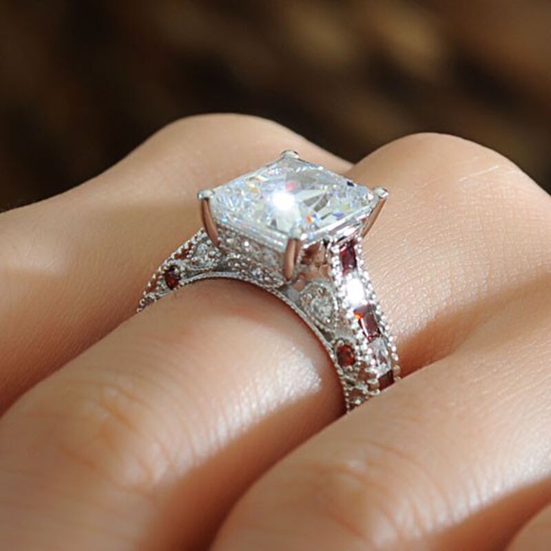 Jeulia Emerald Cut Sterling Silver Ring