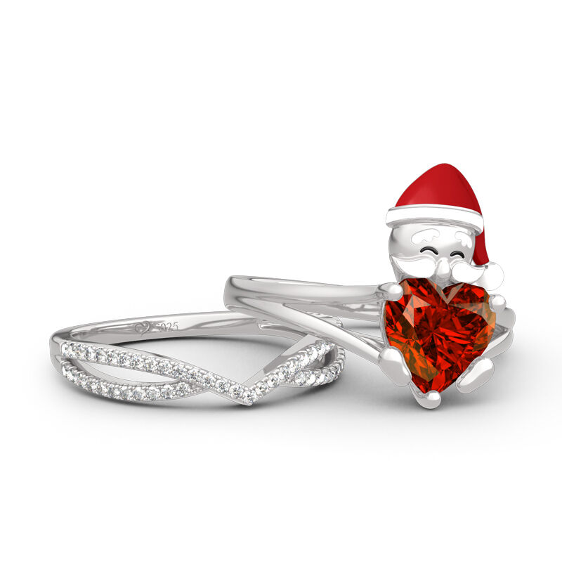 Jeulia "Santa Claus" Herzschliff Sterling Silber Ring Set