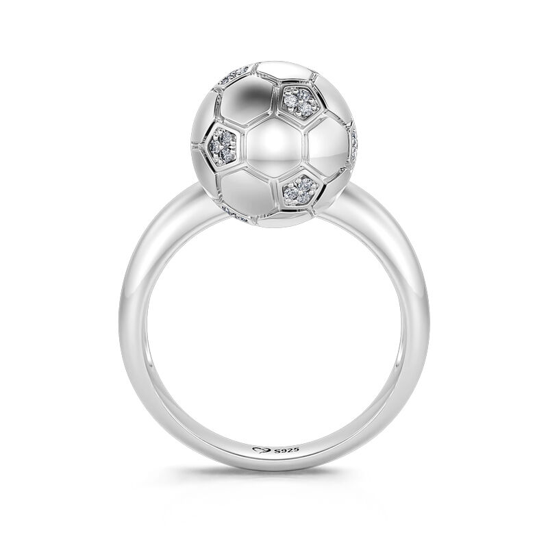 Jeulia "I Love Football" Sterling Silver Dangle Ring