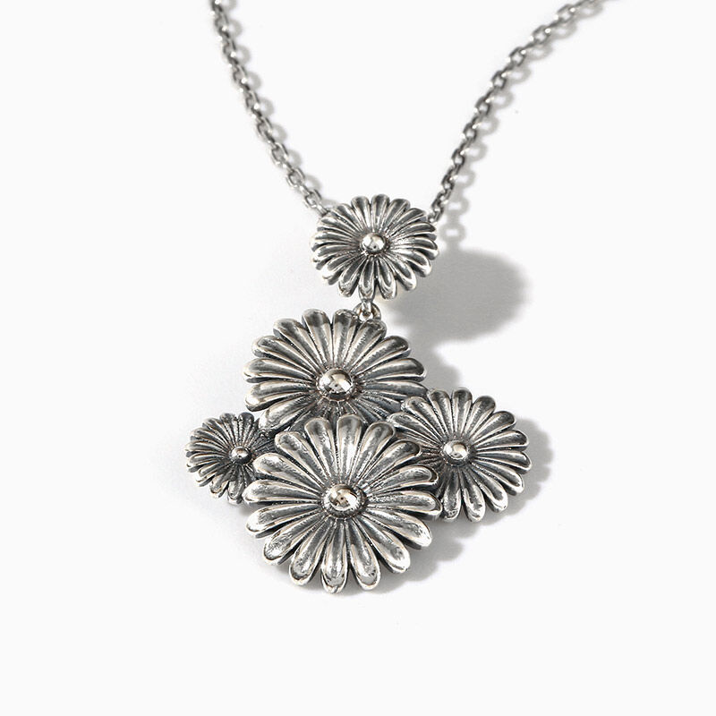 Jeulia "Daisy Bouquet" Blume Sterling Silber Halskette