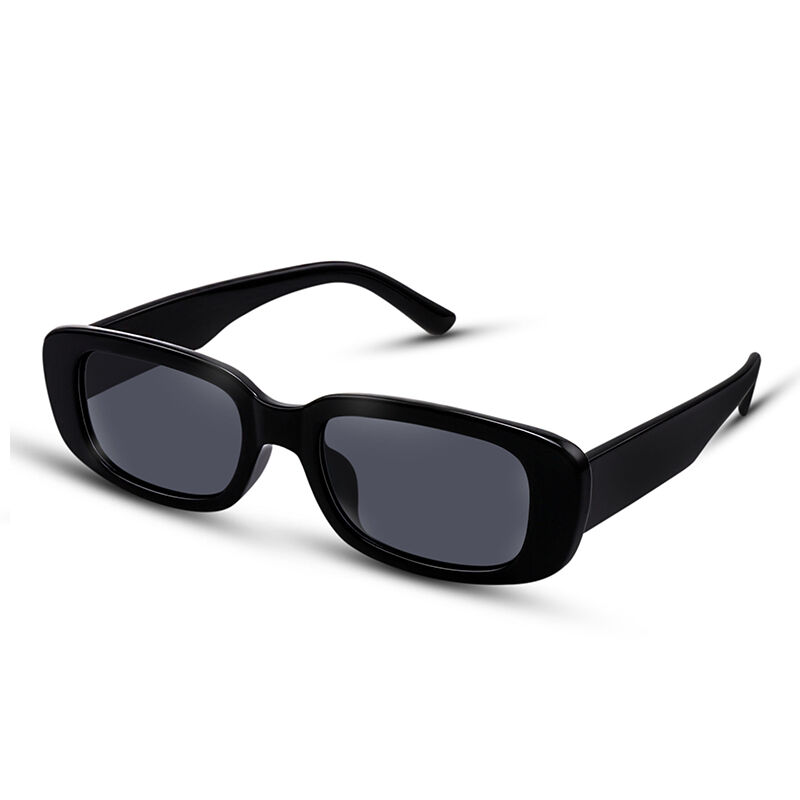 Jeulia "Staging" Rectangle Black Unisex Sunglasses