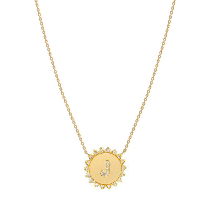 Jeulia "Warm Sun" Personalized Sterling Silver Initial Necklace