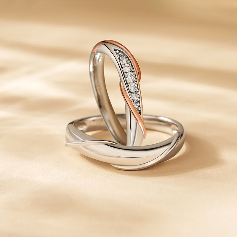 Jeulia Simple Twist Couple Rings Sterling Silver