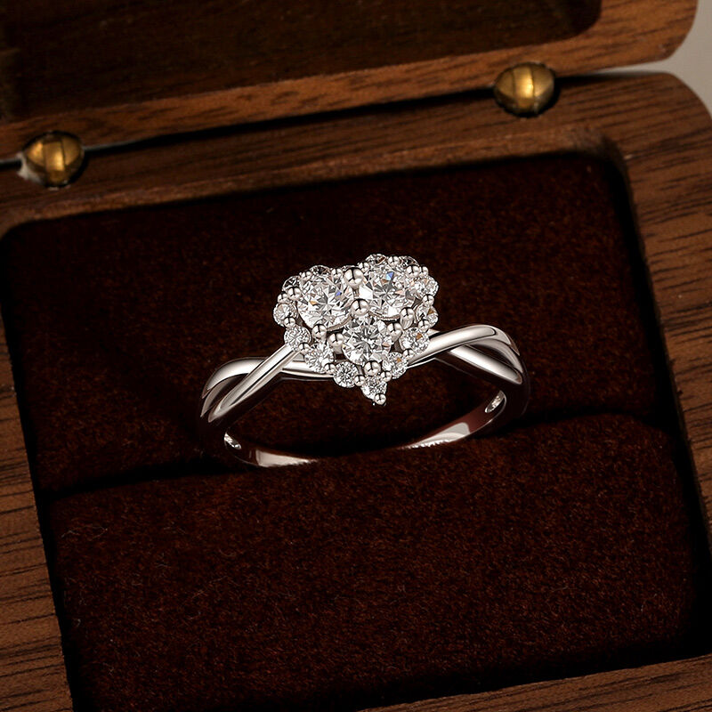 Jeulia Twist Cluster Heart Promise Ring Sterling Silver