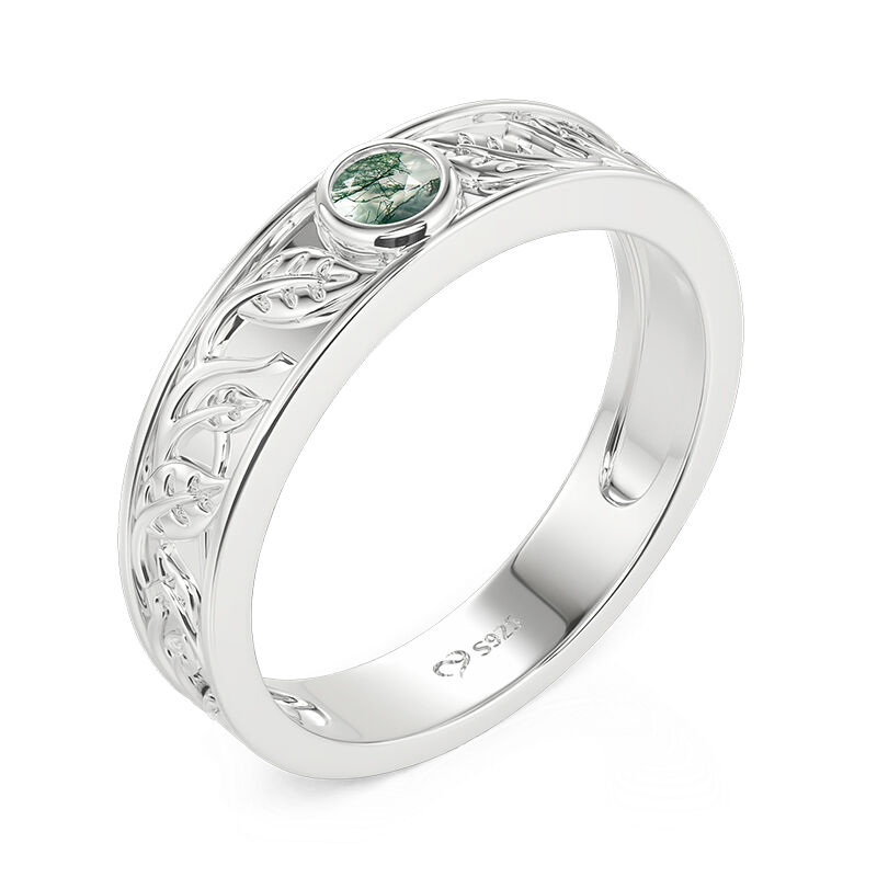 Jeulia Leaf Moss Agate Wedding Ring for Men