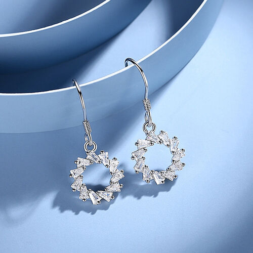 Jeulia Open Circle Shape Sterling Silver Drop Earrings