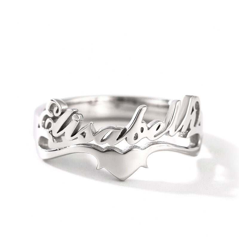 Jeulia "Keep Love in Your Heart" Personalized Sterling Silver Name Ring