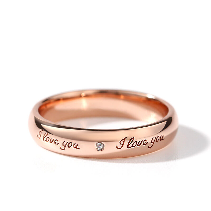 Jeulia "I Love You" Rose Gold Tone Sterling Silver Women's Band