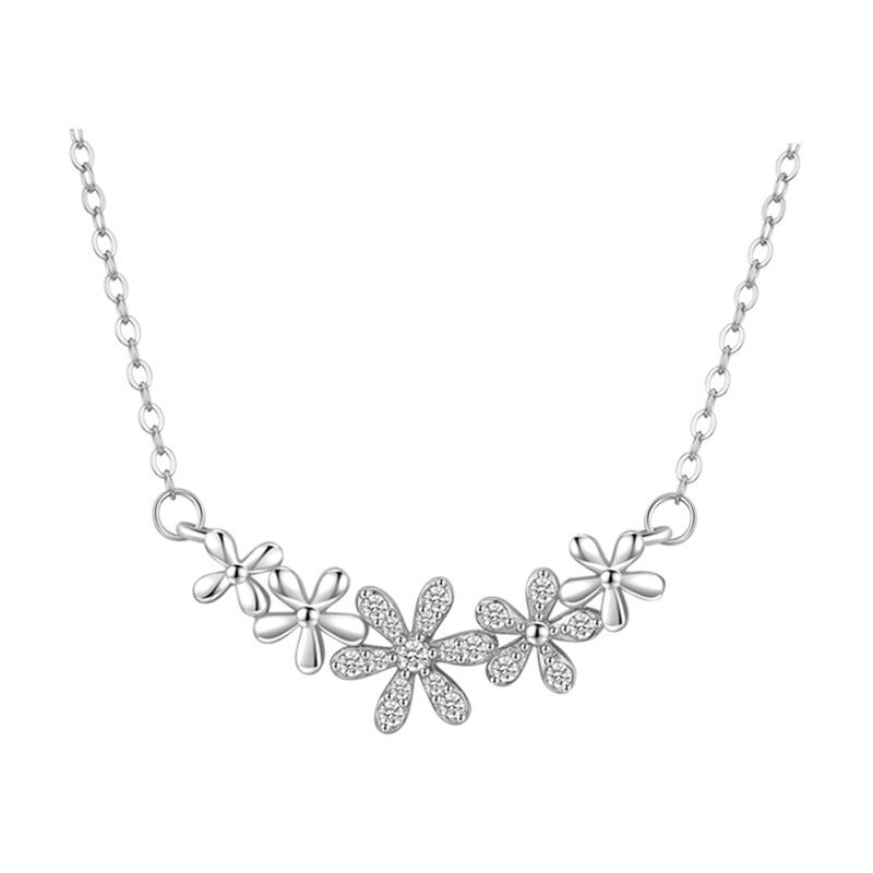 Jeulia "Full Blossom" Flower Sterling Silver Necklace