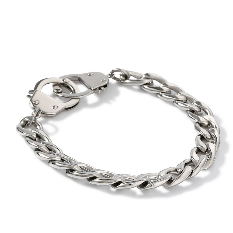 Jeulia Handcuff Design Stainless Steel Men's Bracelet