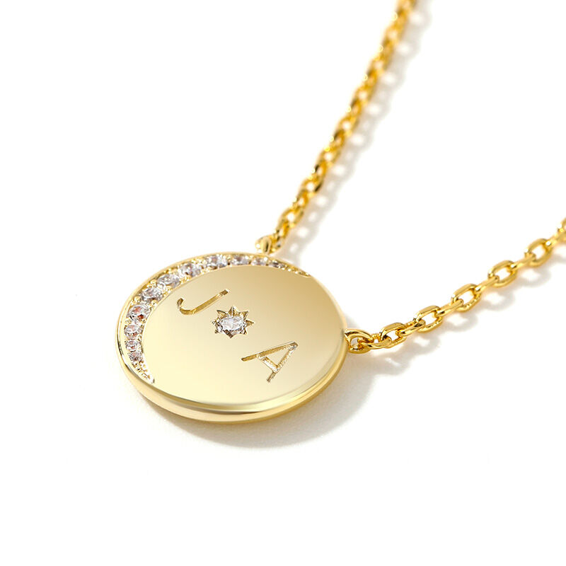 Jeulia "Moon and Sun" Personalized Sterling Silver Necklace