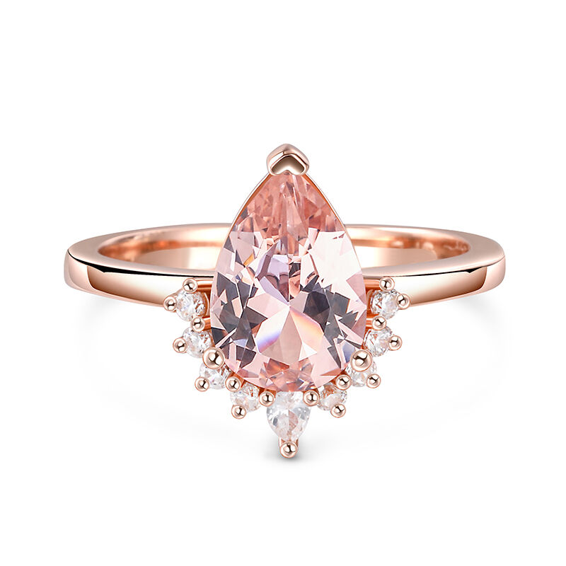 Jeulia Pear Cut Synthetic Morganite Sterling Silver Ring