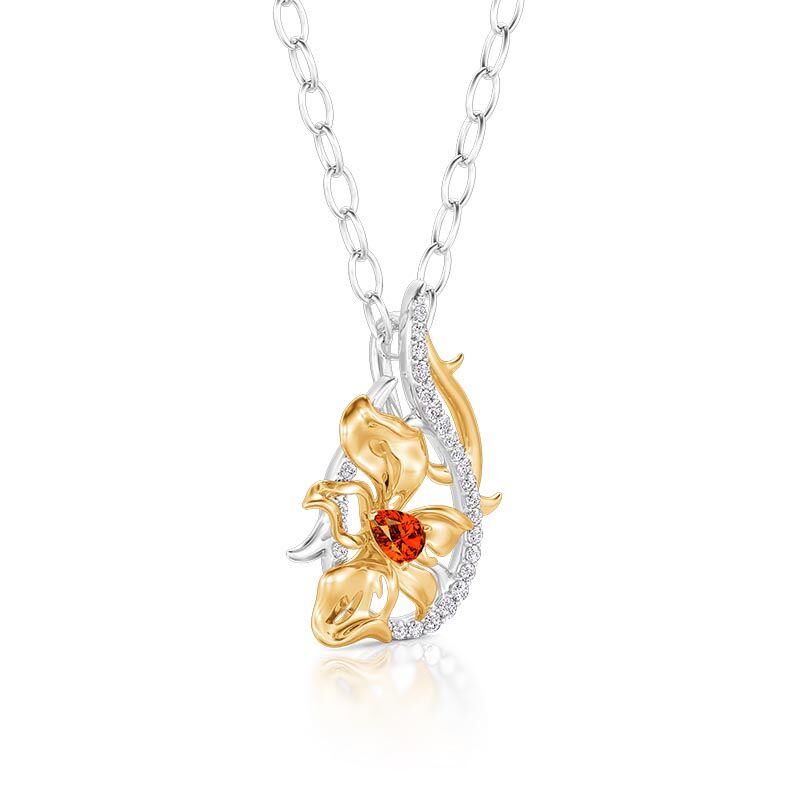 Jeulia x Leyla "Floral of Thorns" Tvåfärgad Twist Blomma Mode Halsband i Sterling Silver