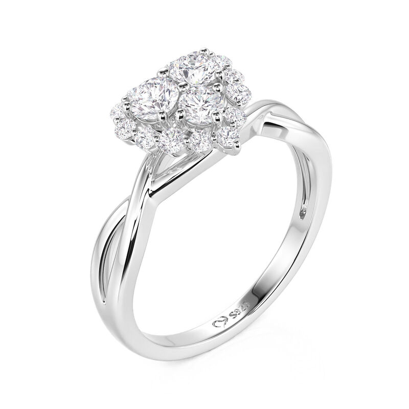 Jeulia Twist Cluster Heart Promise Ring Sterling Silver